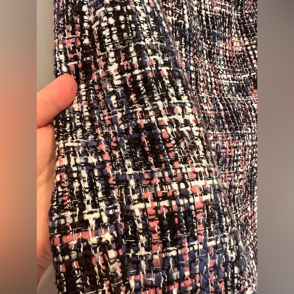 LOFT Tweed Plaid Skirt in Black White Pink Blue - Picture 3 of 3